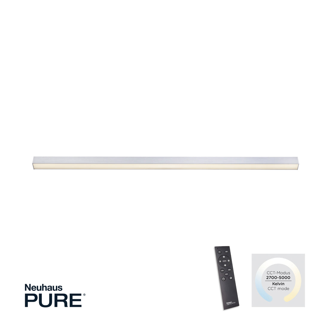 Plafonnier Pure-Lines aluminium, L 110 cm (6021-95)