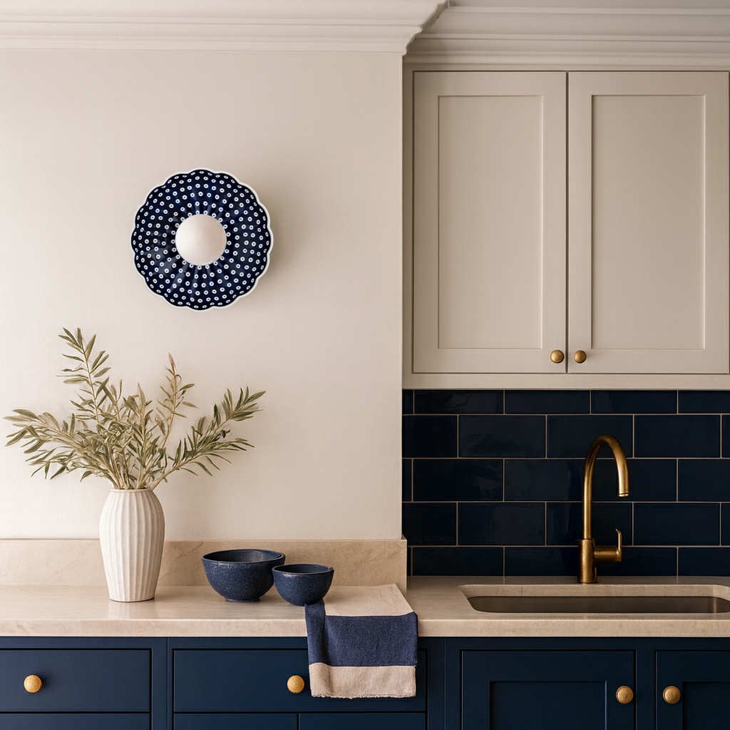 Applique murale installée au-dessus d'un plan de cuisine beige