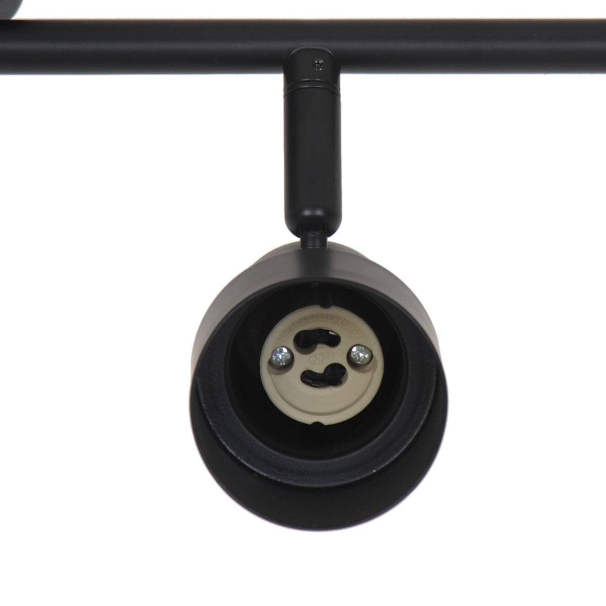 Détail de la douille et du support céramique à l'intérieur d'un spot orientable