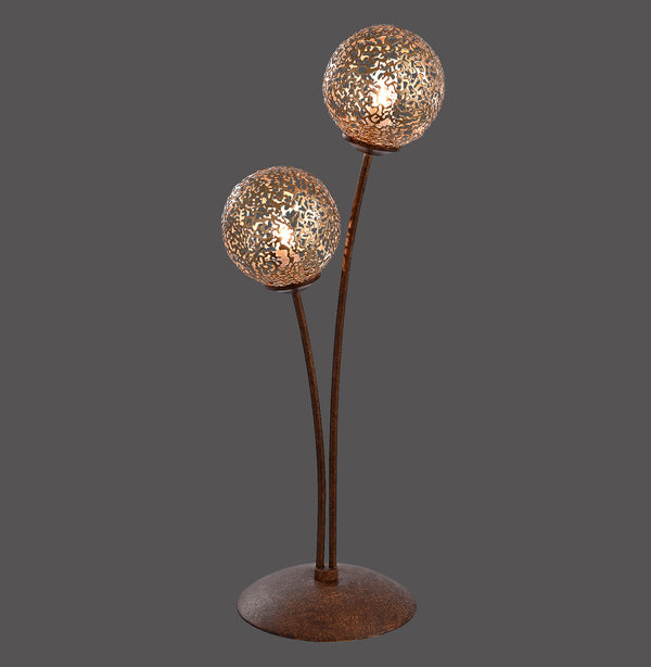 Lampe à poser Greta 2 lumières rouille et dorée
