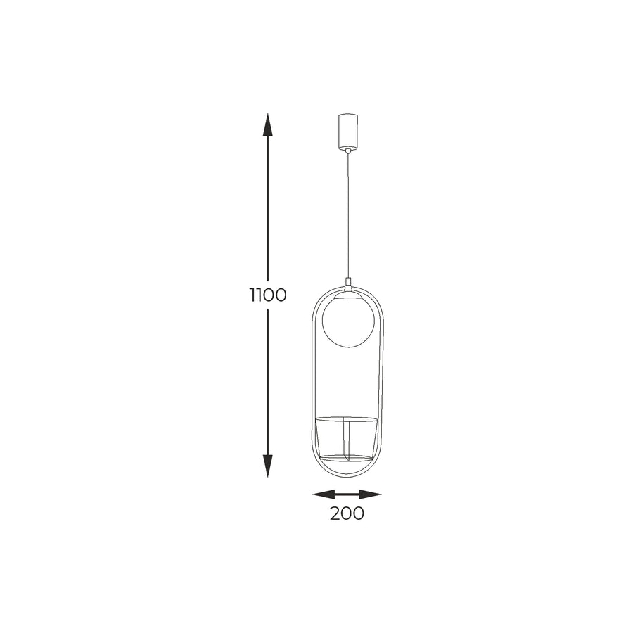 Suspension Plant noire, verre