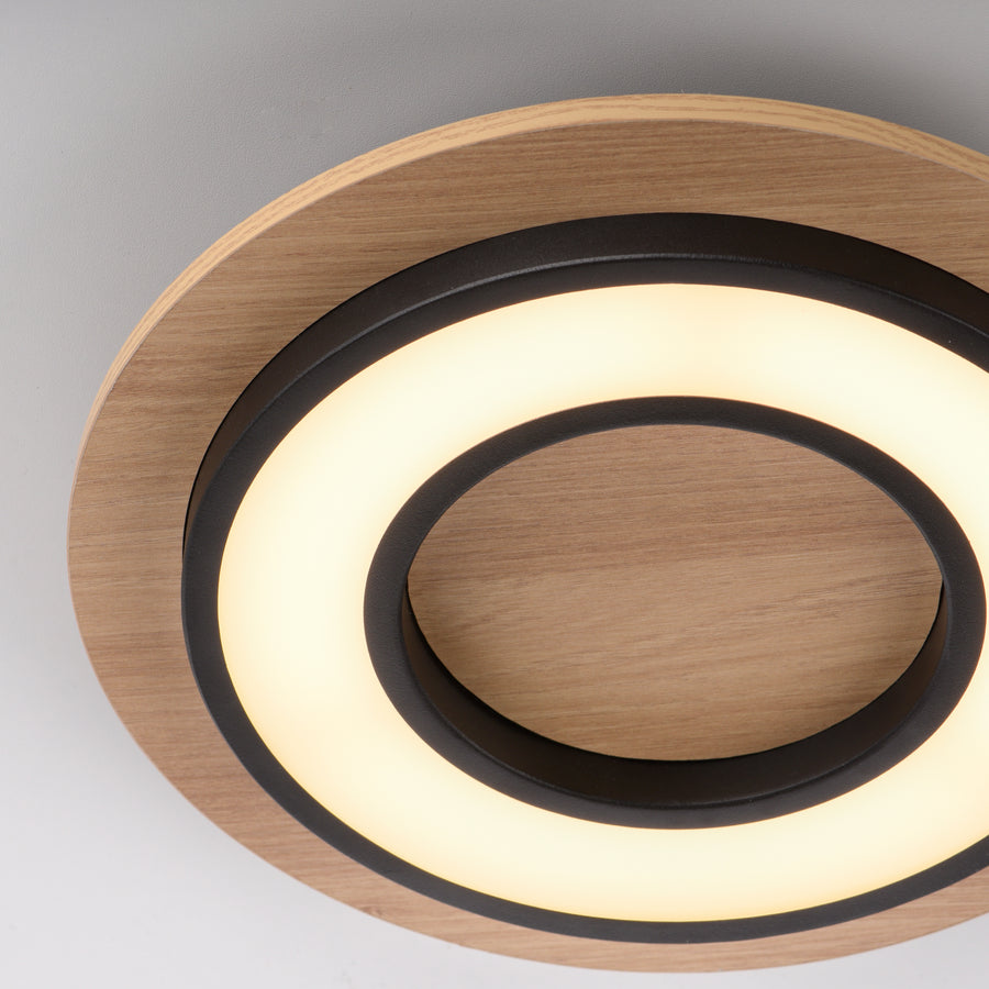 Plafonnier Tola noir et bois, L 32 cm