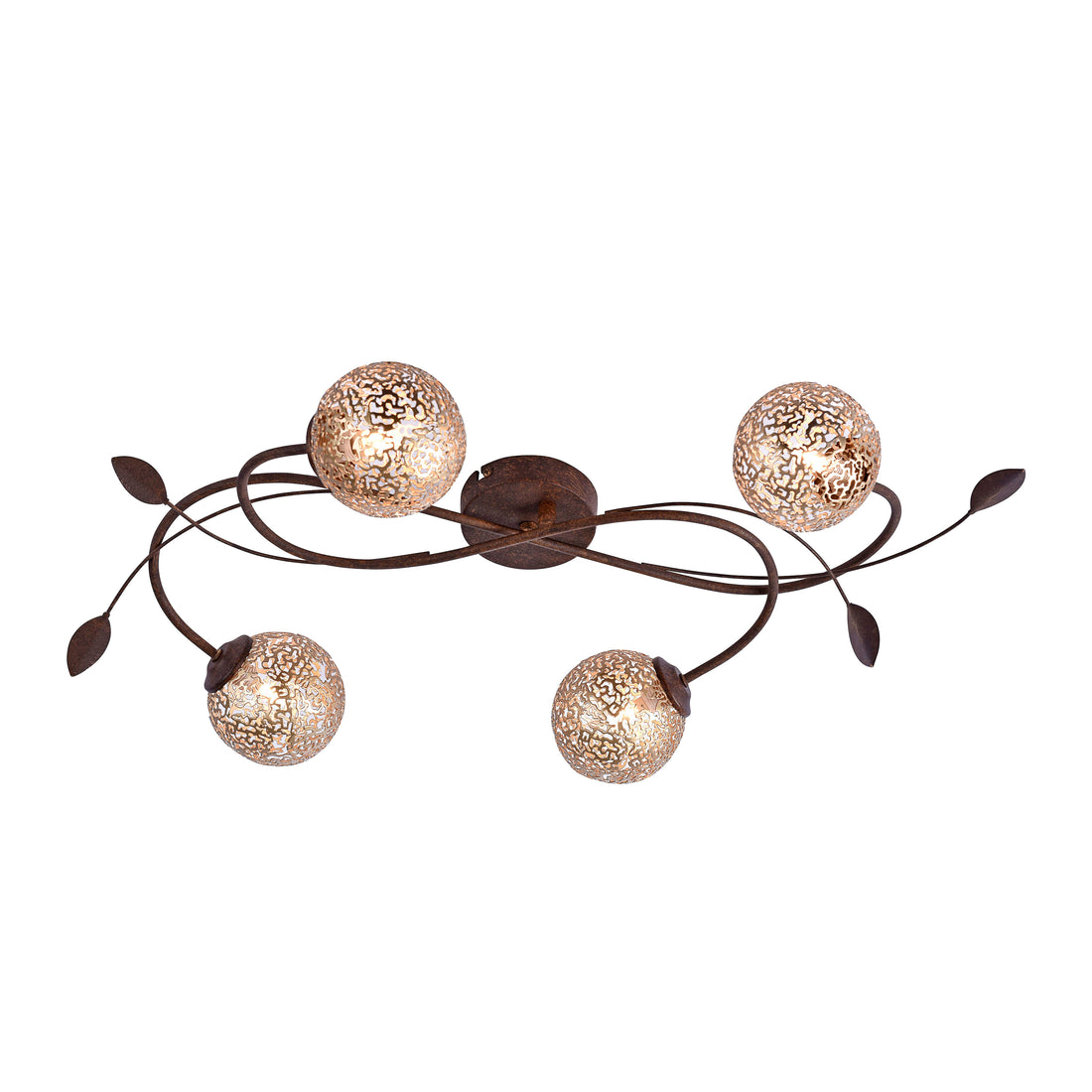 Plafonnier Greta 4 lumières rouille et doré