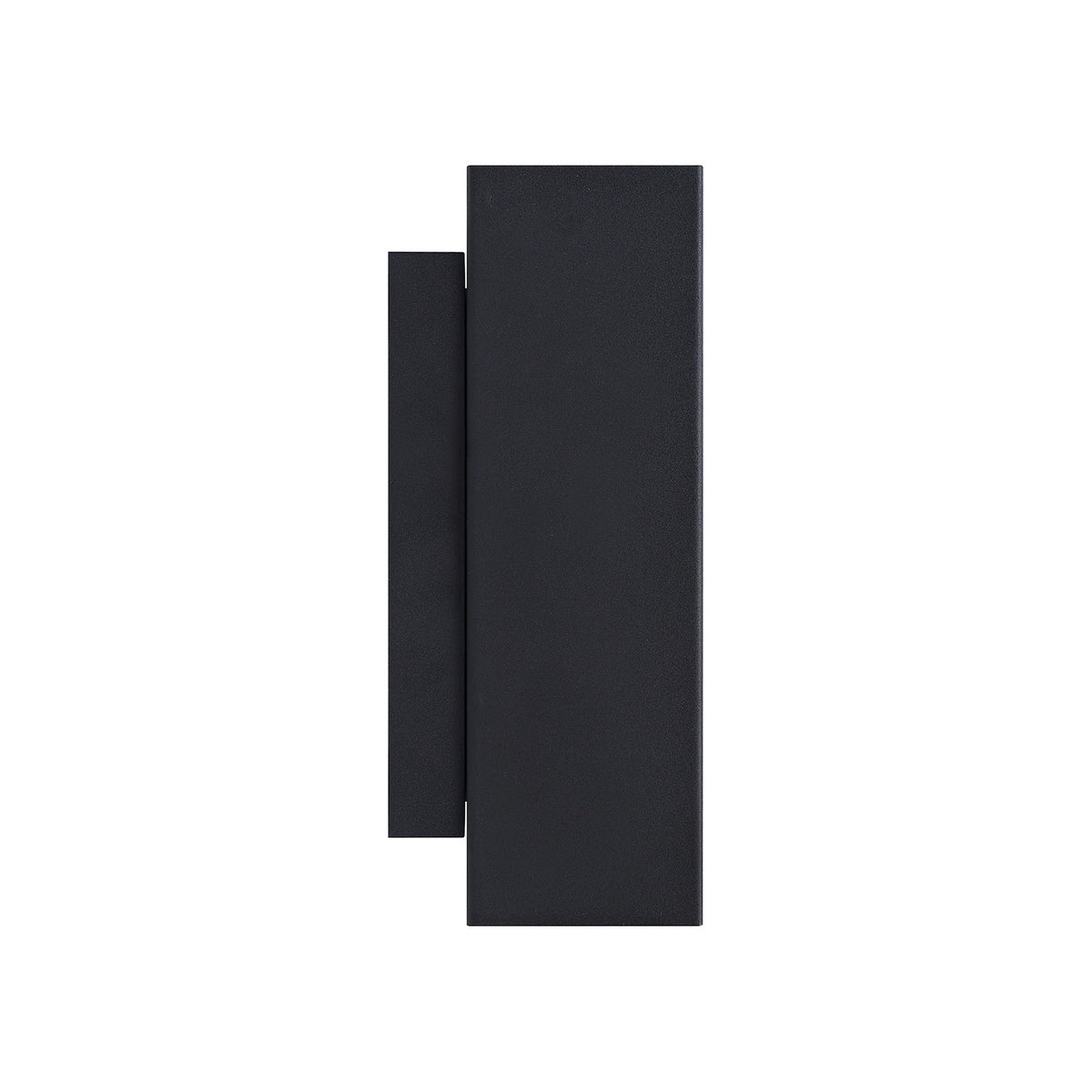 Profil latéral de l'applique noire avec double panneau rectangulaire vertical.