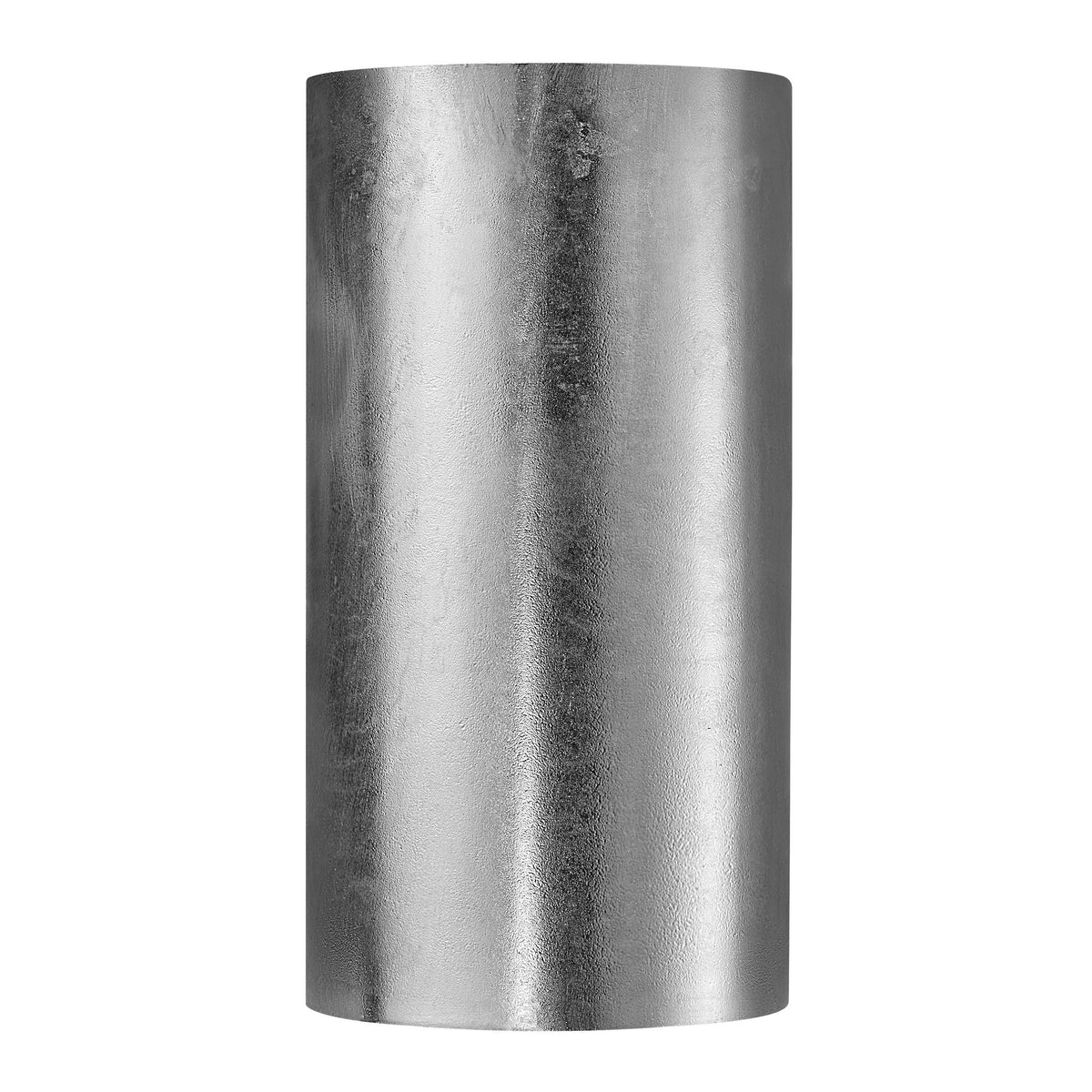 Vue de profil de l'applique cylindrique, corps en acier galvanisé sans ouverture visible.