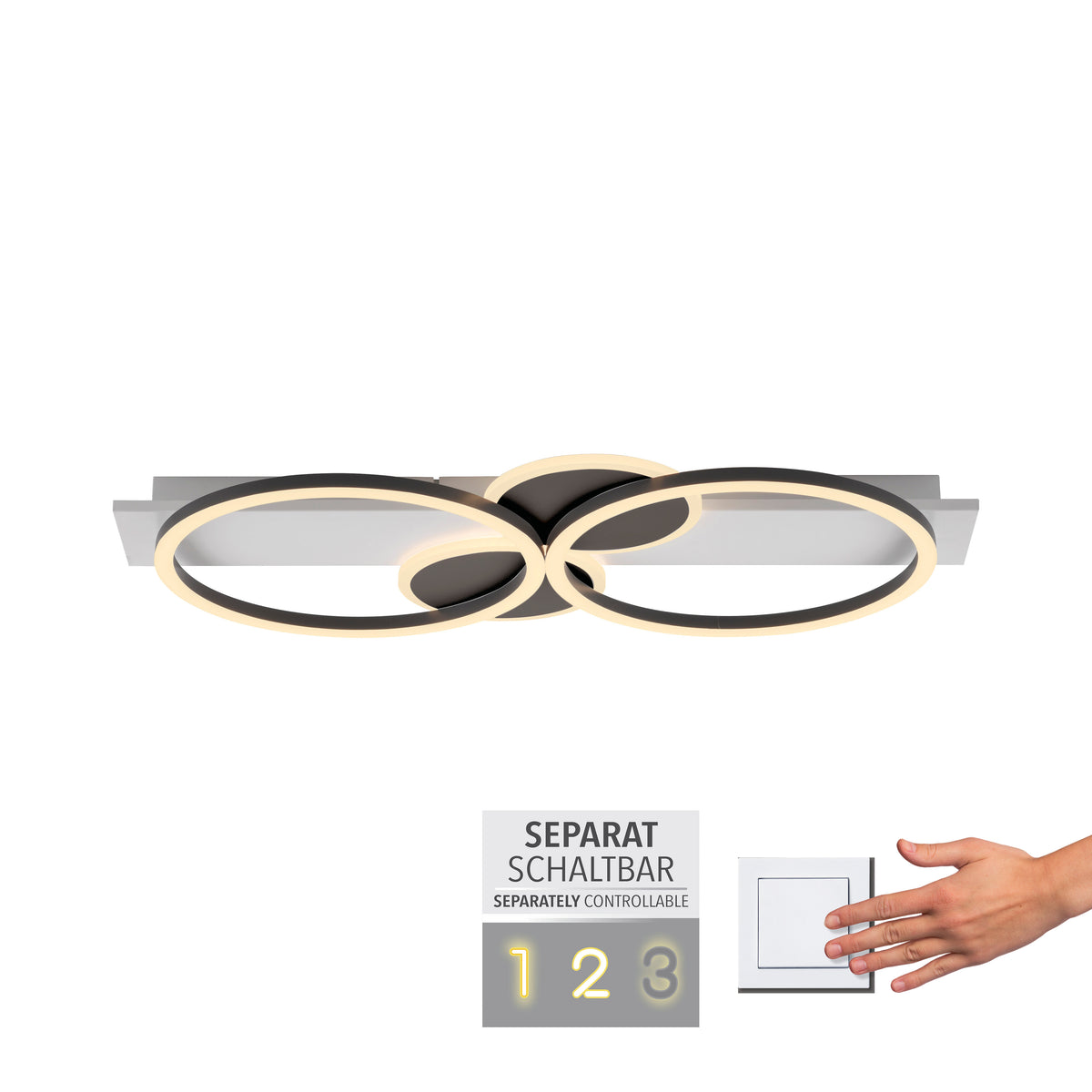 Schéma de commande séparée des anneaux avec interrupteur et chiffres un deux trois