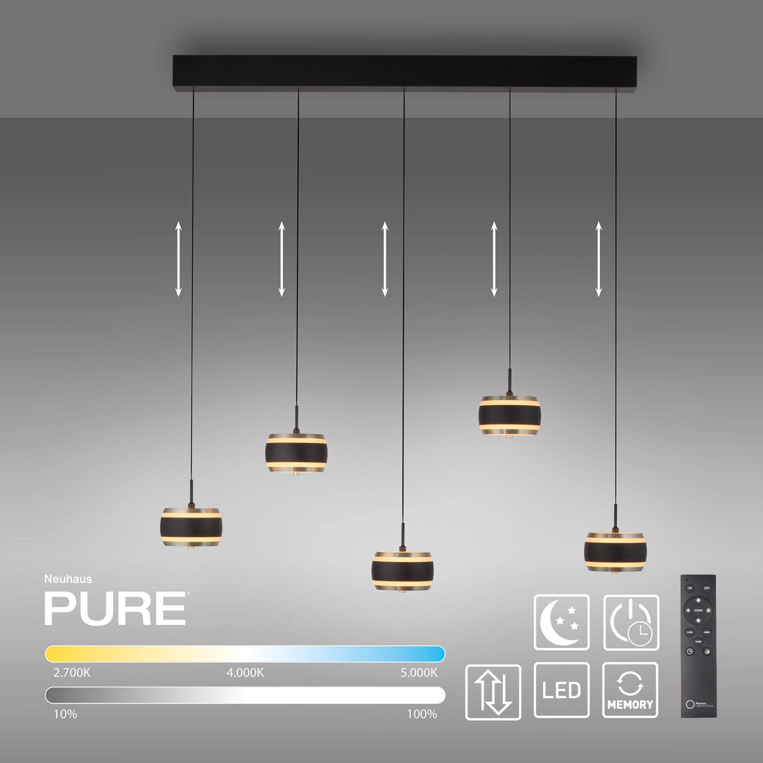 Suspension Pure Falling Rings noire (2504-18)