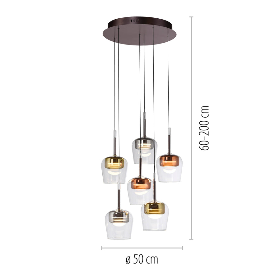 Suspension Q-Kon multicolore, verre, L 50 cm