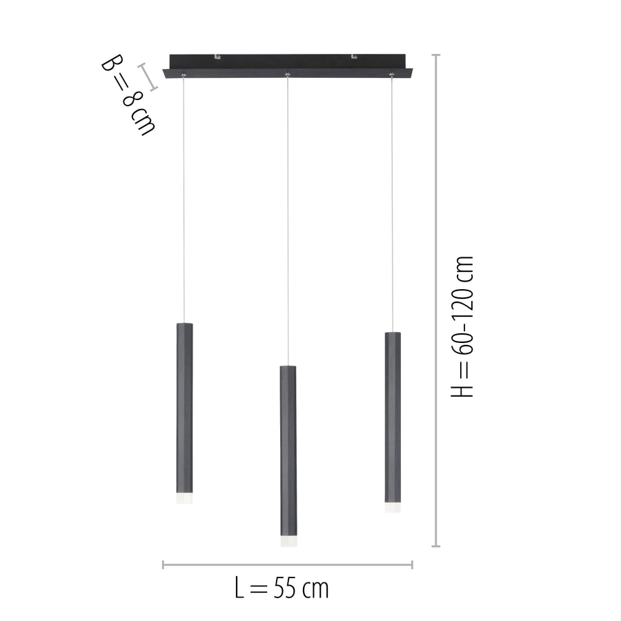 Suspension Bruno noire, H 55 cm