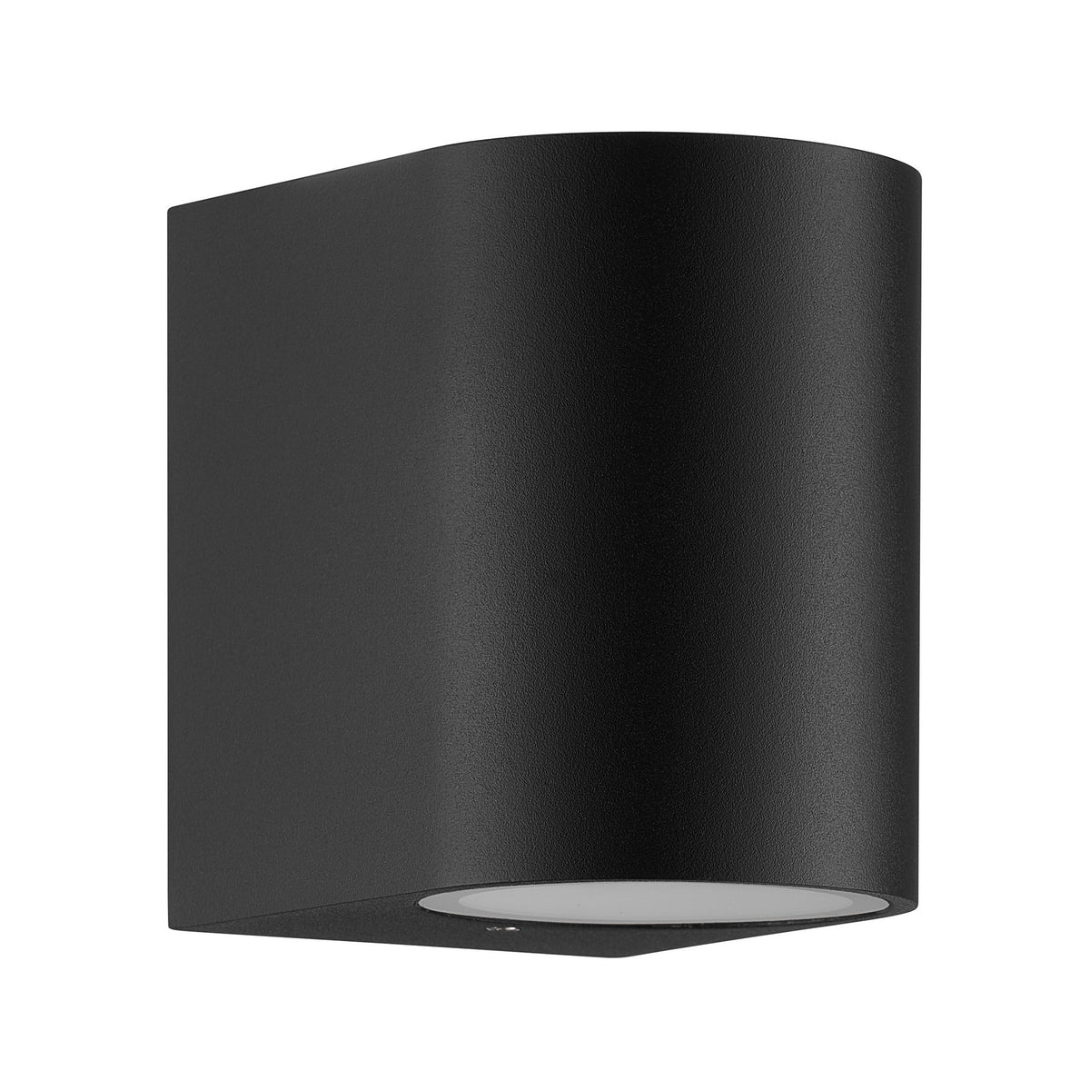 Même applique noire, éclairage éteint, verre diffusant blanc visible en partie basse.