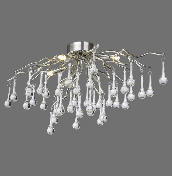 Plafonnier Icicle 4 lumières acier, verre