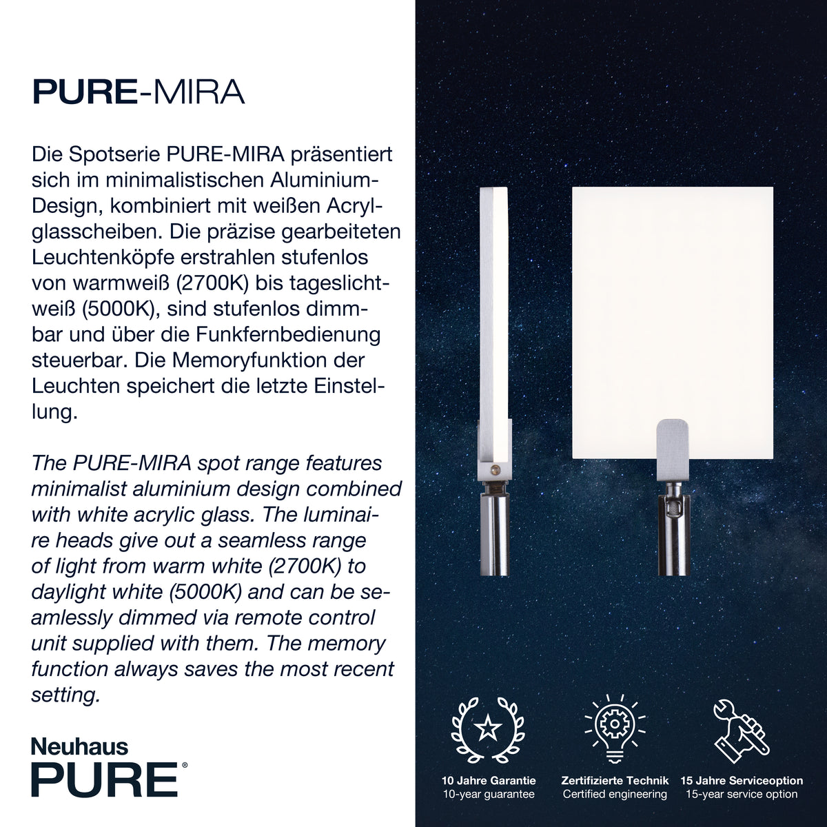 Détail de la tête en aluminium et verre acrylique blanc avec texte descriptif