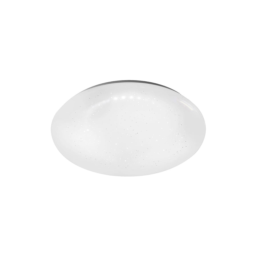 Vue de trois quarts du luminaire blanc à bord noir, présenté sur fond blanc.