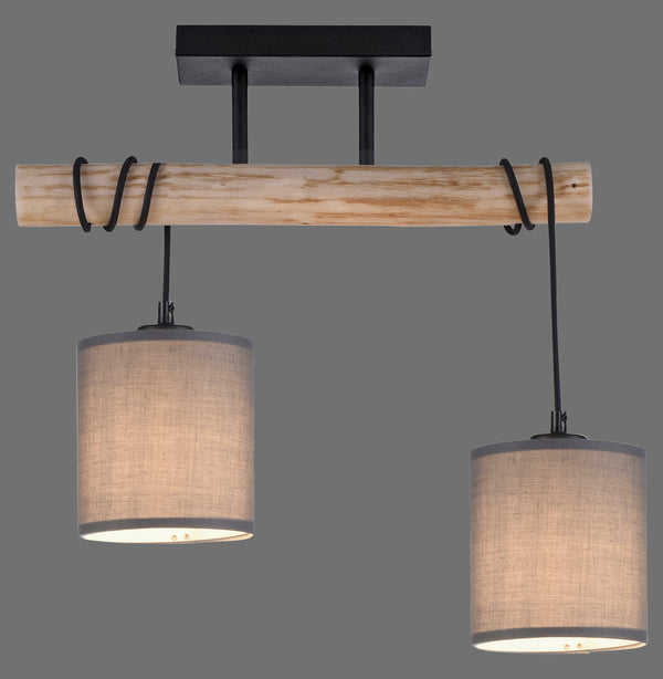 Plafonnier Green Trib 2 lumières bois et beige