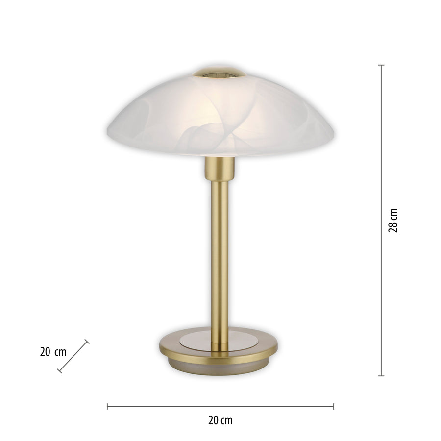 Lampe à poser Enova laiton mat, verre