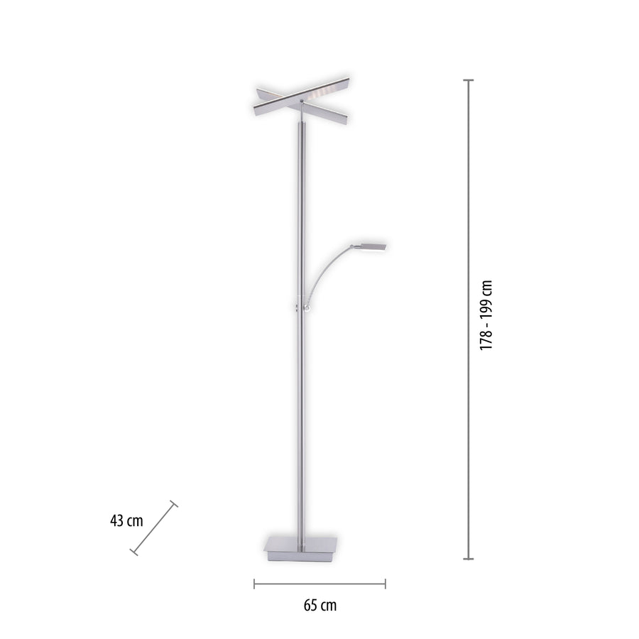 Lampadaire Artur acier, L 43 cm