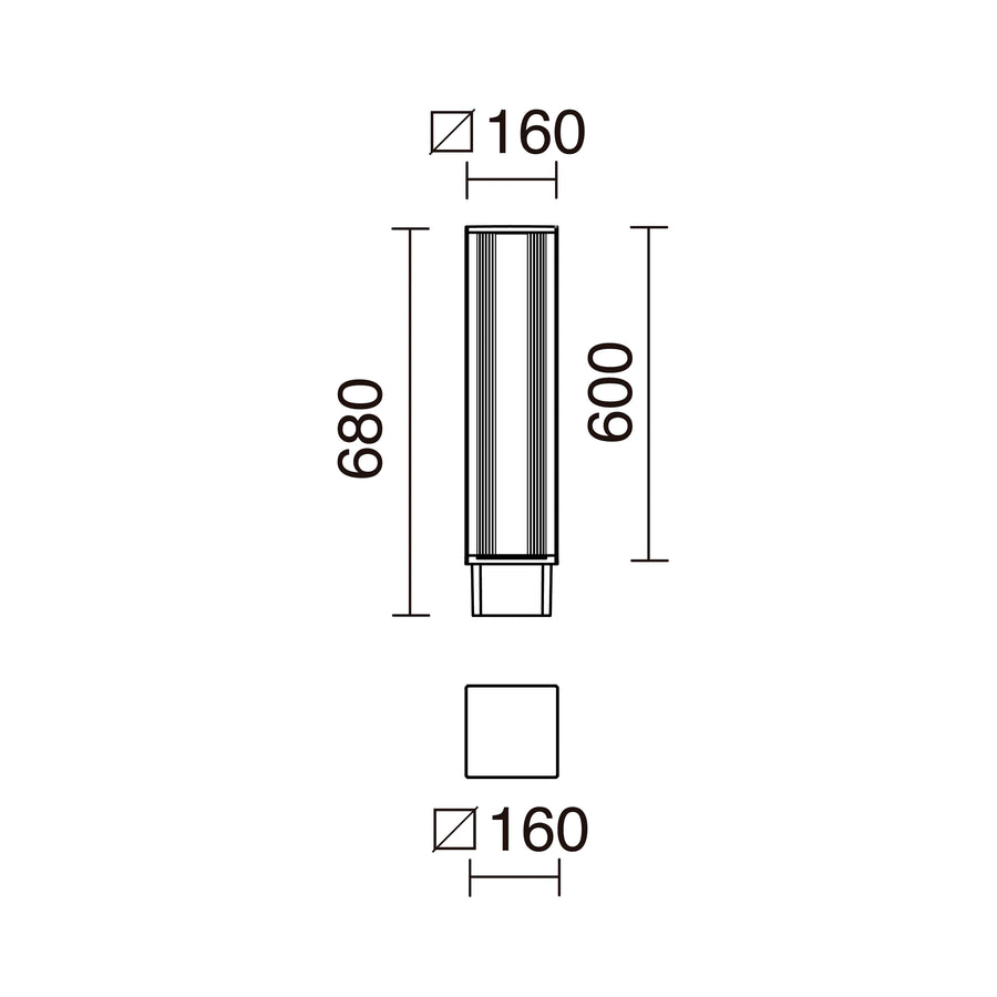 Borne extérieure Aura IP65, H 68 cm, 3000 K
