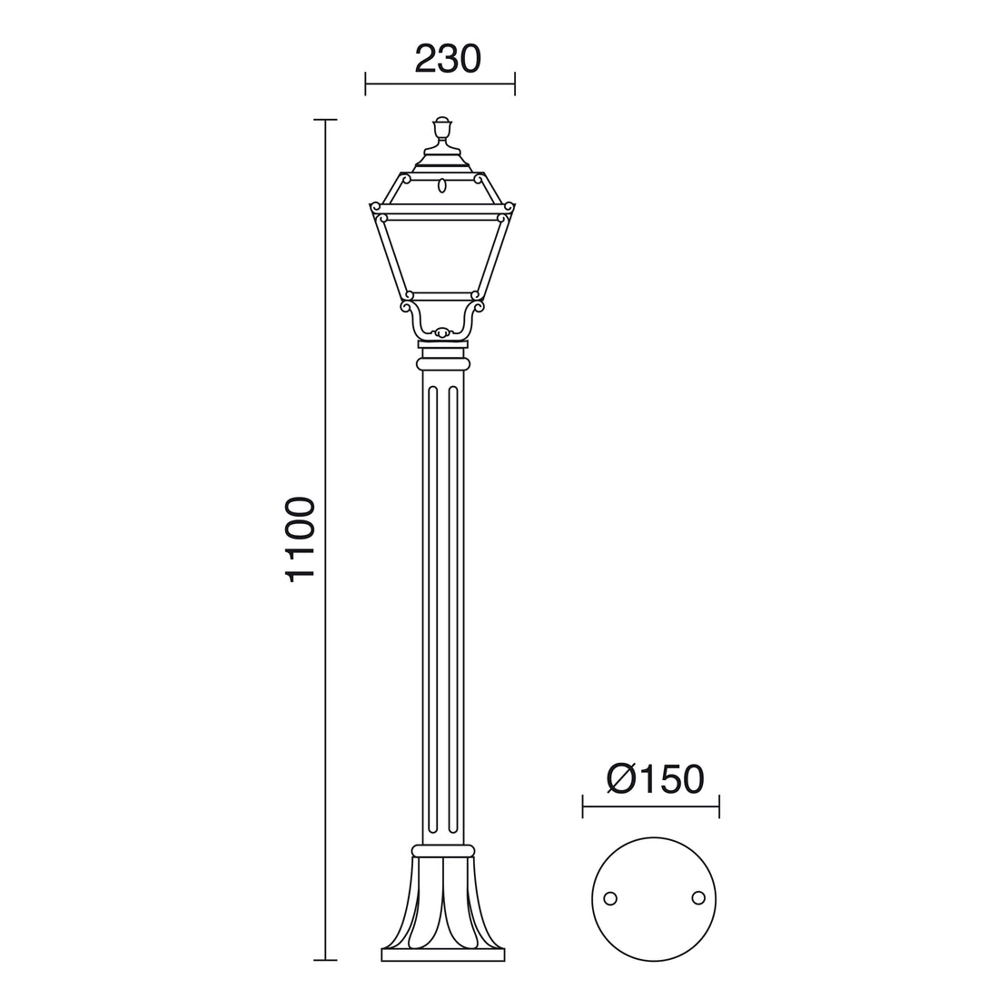 Luminaire extérieur | Indura Noir H 110 cm