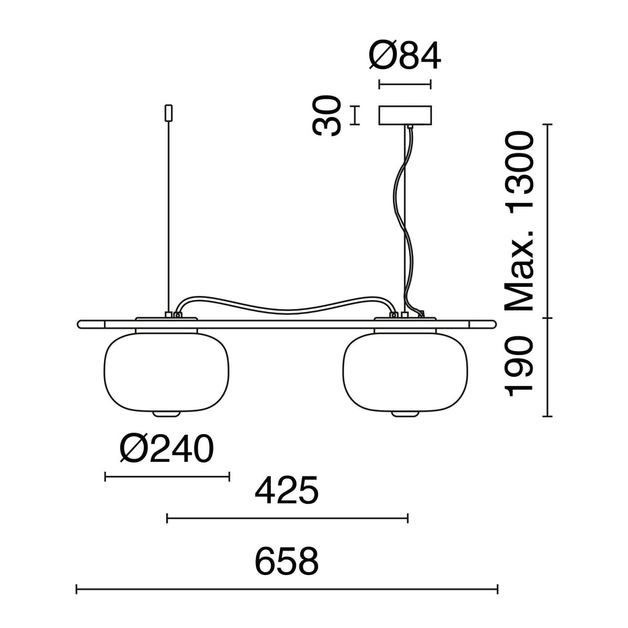 Suspension Krista 2 lumières, H 19 cm