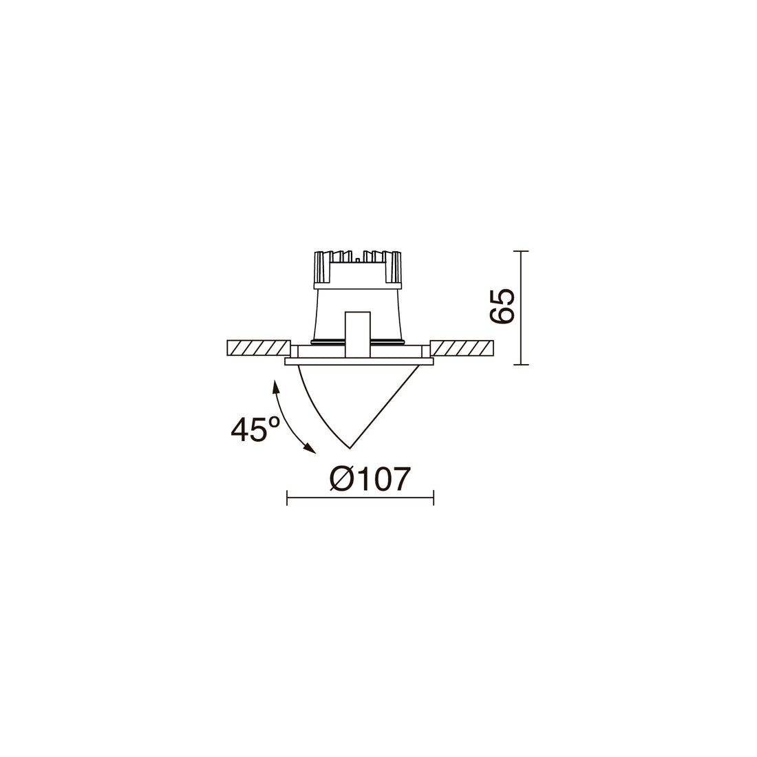 Spot encastrable orientable Mini Luna rond, LED intégrée, variable DALI, finition chromée