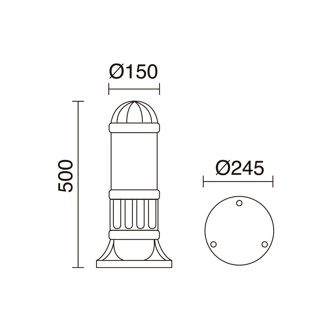 Borne extérieure Sauro IP55, noir, H 50 cm, GX53