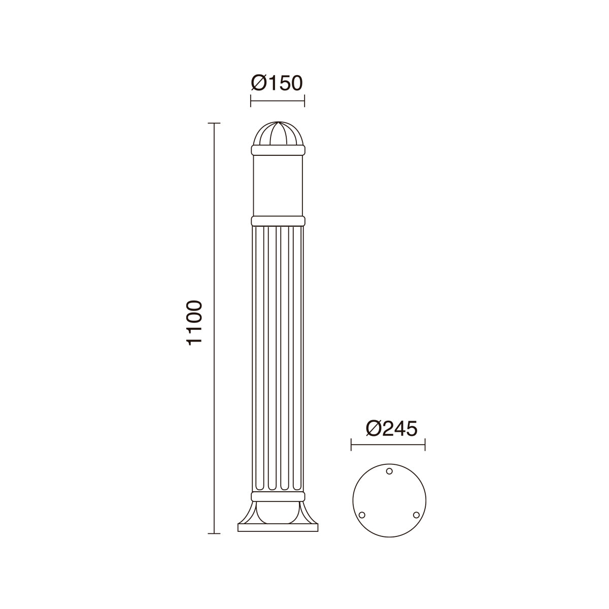 Borne extérieure Sauro IP55, noir, H 110 cm, E27