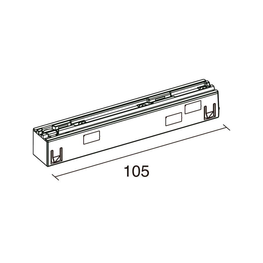 Schéma technique coté de la jonction, longueur 105 mm indiquée en vue isométrique.