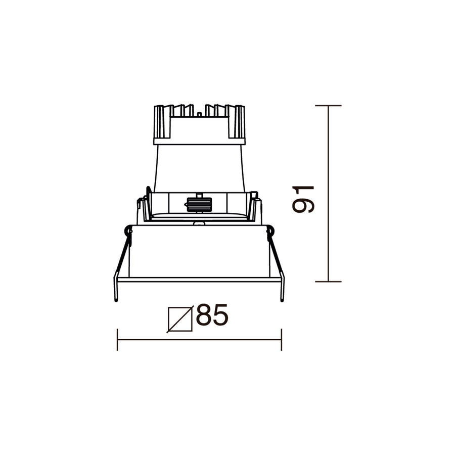 Schéma technique indiquant largeur 85 mm et hauteur 61 mm.