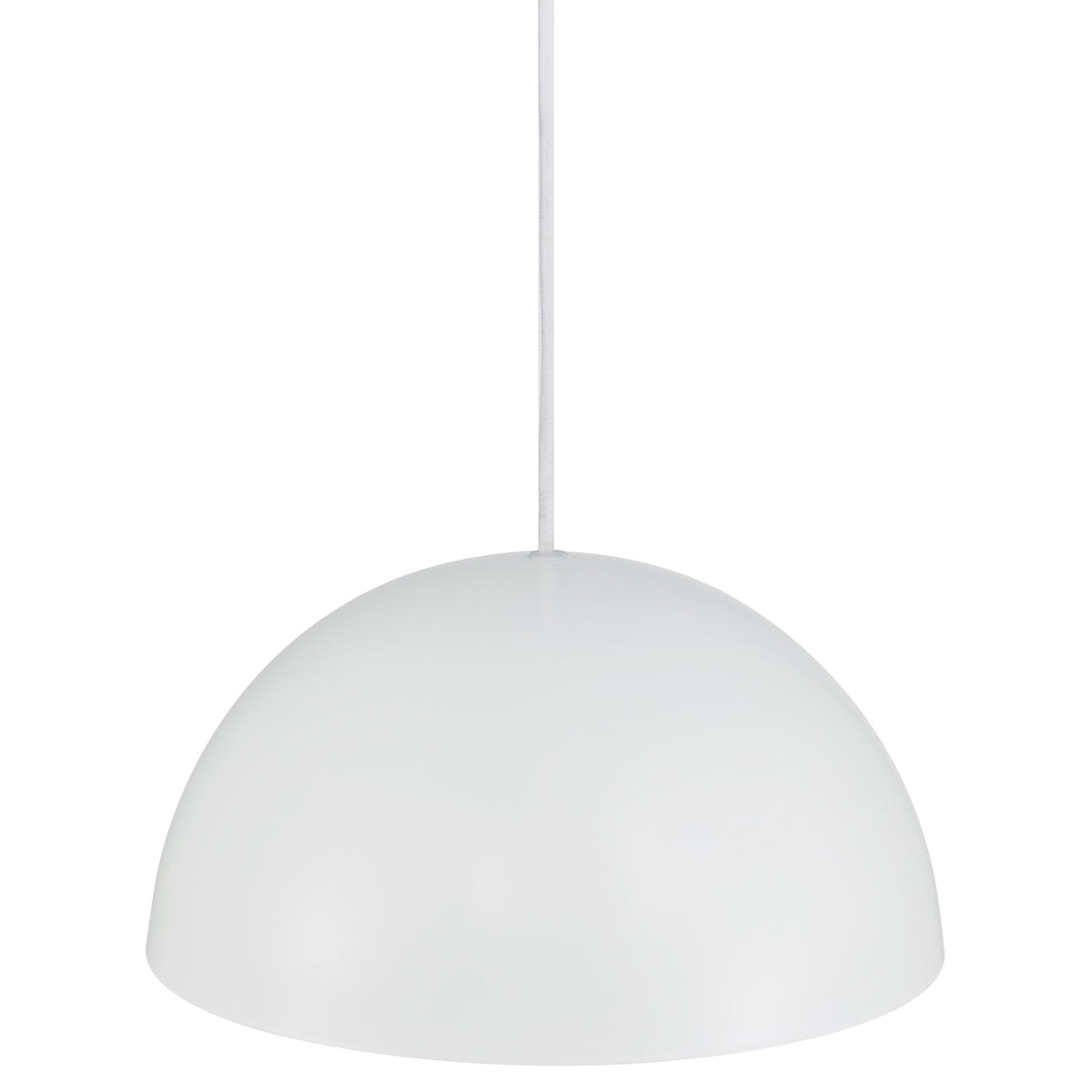 Vue rapprochée de l'abat-jour demi-sphère blanc mat, lumière éteinte