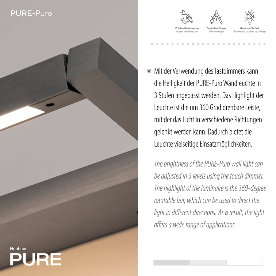 Détail du coin : variateur tactile et barre lumineuse rotative à 360 degrés.