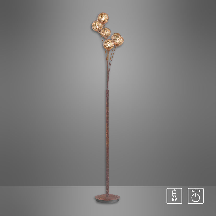 Lampadaire Greta 6 lumières rouille et doré