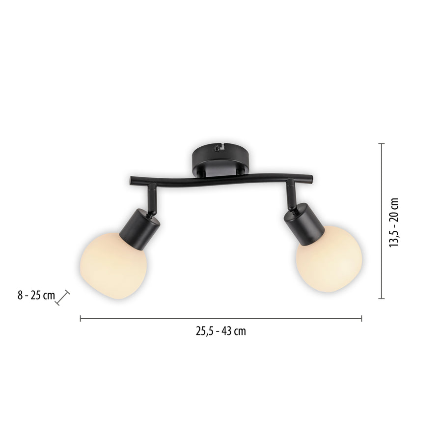 Plafonnier Loki 2 lumières noir
