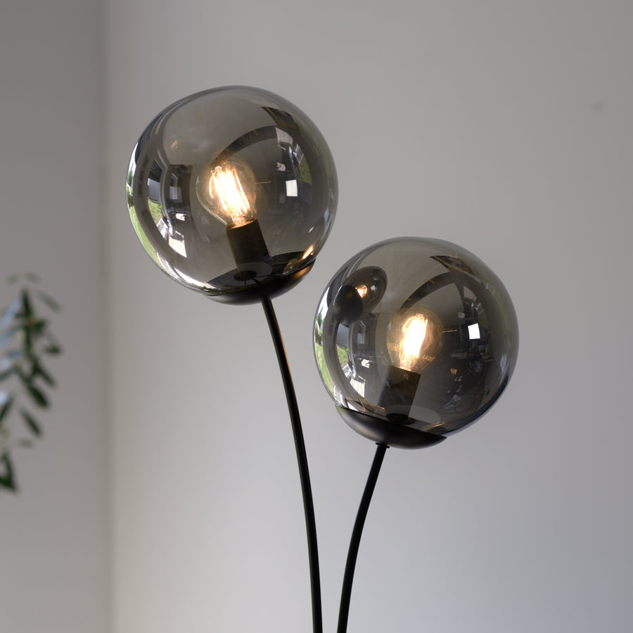 Lampe à poser Big Widow 2 lumières noire, verre