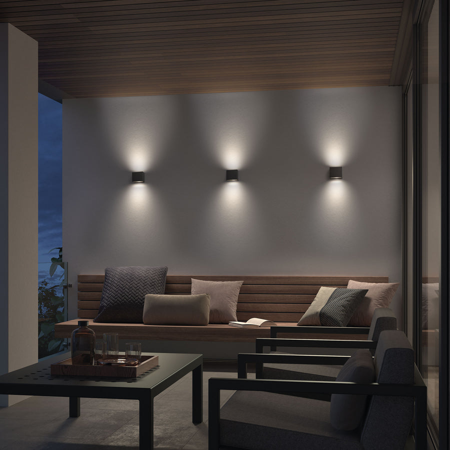 Applique extérieure Isora 2 lumières up-down IP65, L 9,6 cm, 4000 K
