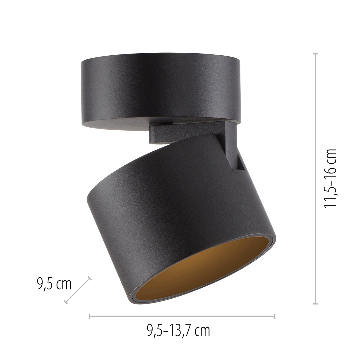Plafonnier Pure Cup noir, L 9,5 cm