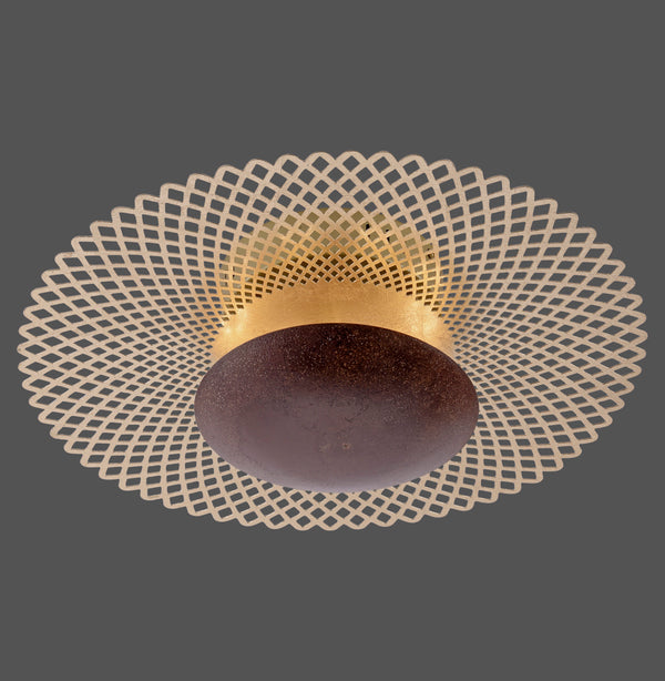 Plafonnier Nevis rouille et doré, L 45 cm
