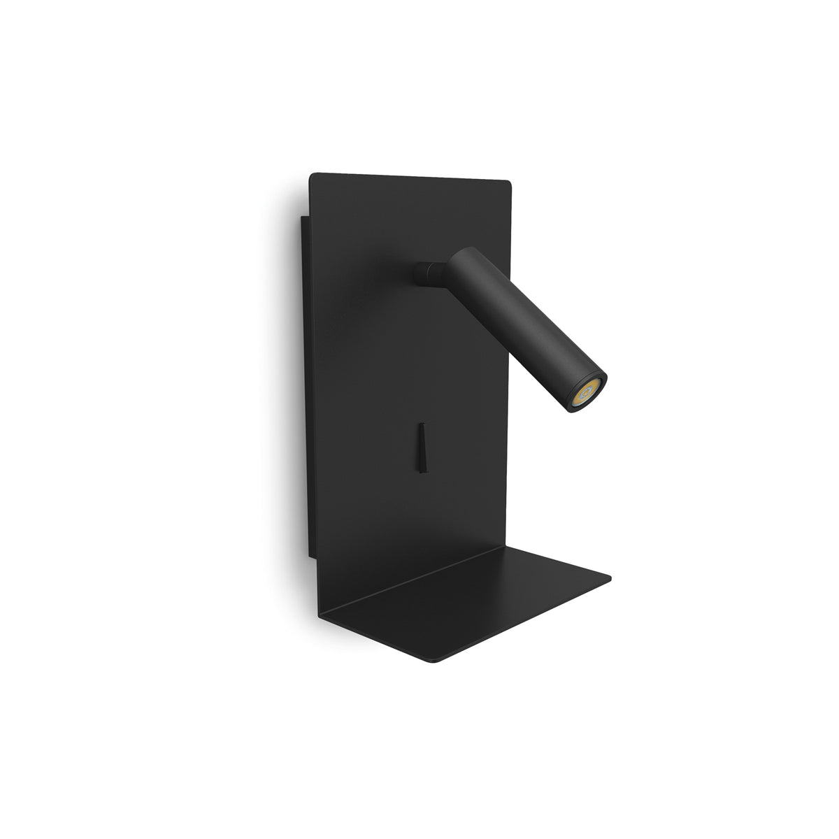Photo produit sur fond blanc de l'applique murale noire avec liseuse et interrupteur.