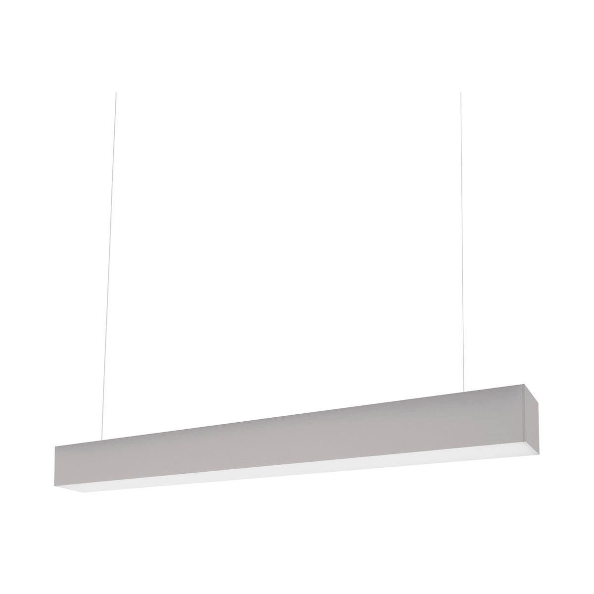 Version grise du luminaire linéaire, montrant le profil et le diffuseur blanc en dessous.