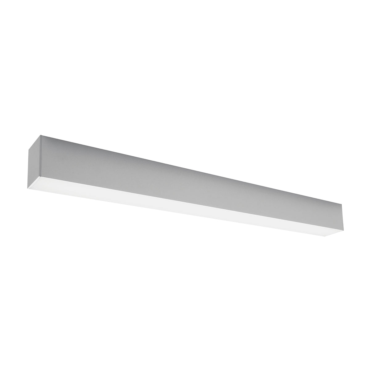 Même luminaire en finition grise, montrant la face inférieure et le diffuseur.