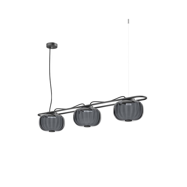 Suspension Krista 3 lumières, noir fumé gris