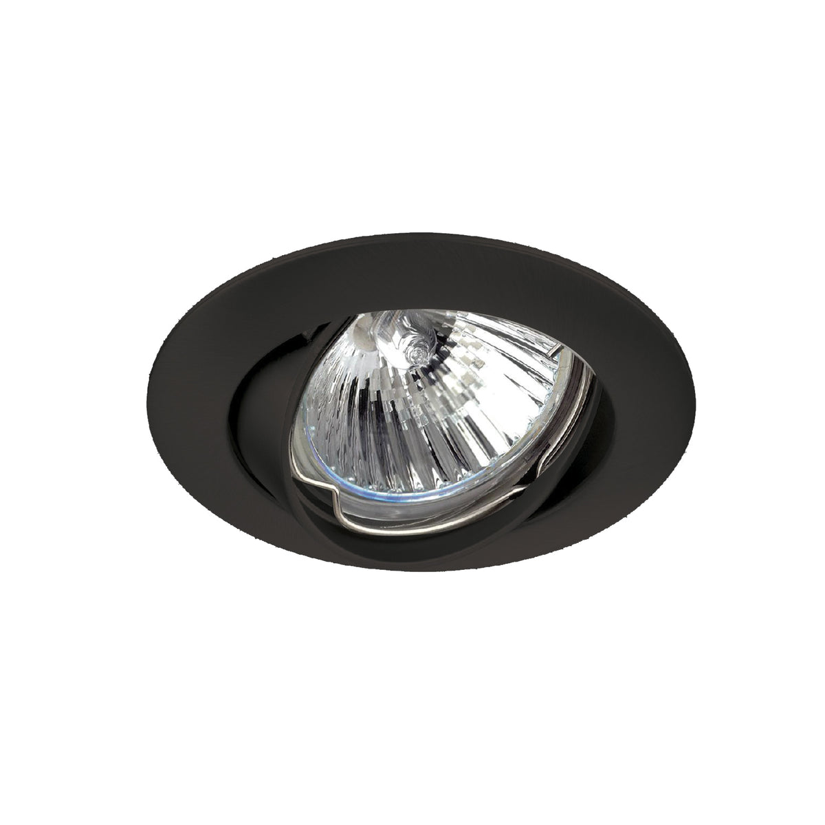 Spot noir mat orienté montrant l'ampoule et la grille du réflecteur