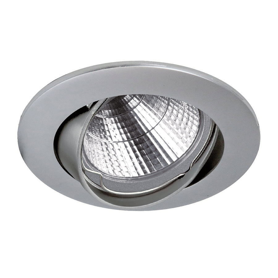 Version grise du spot rond, collerette lisse et réflecteur orientable en gros plan