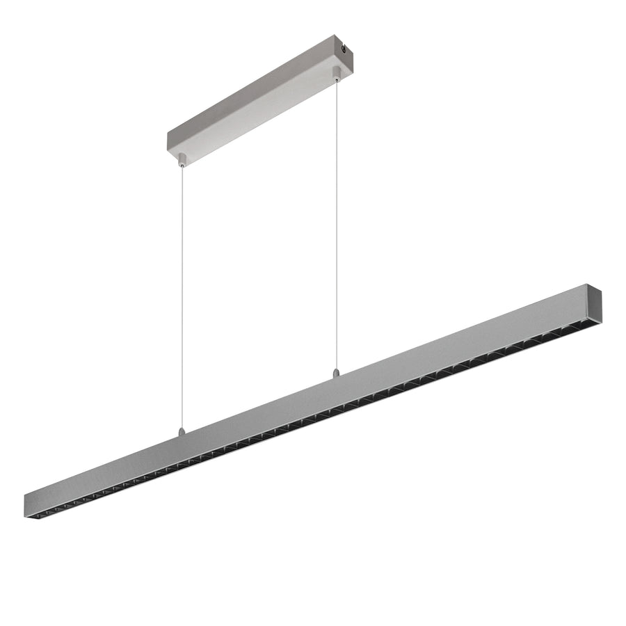 Profil gris avec grille noire anti-éblouissement, présenté de trois quarts sur fond clair.