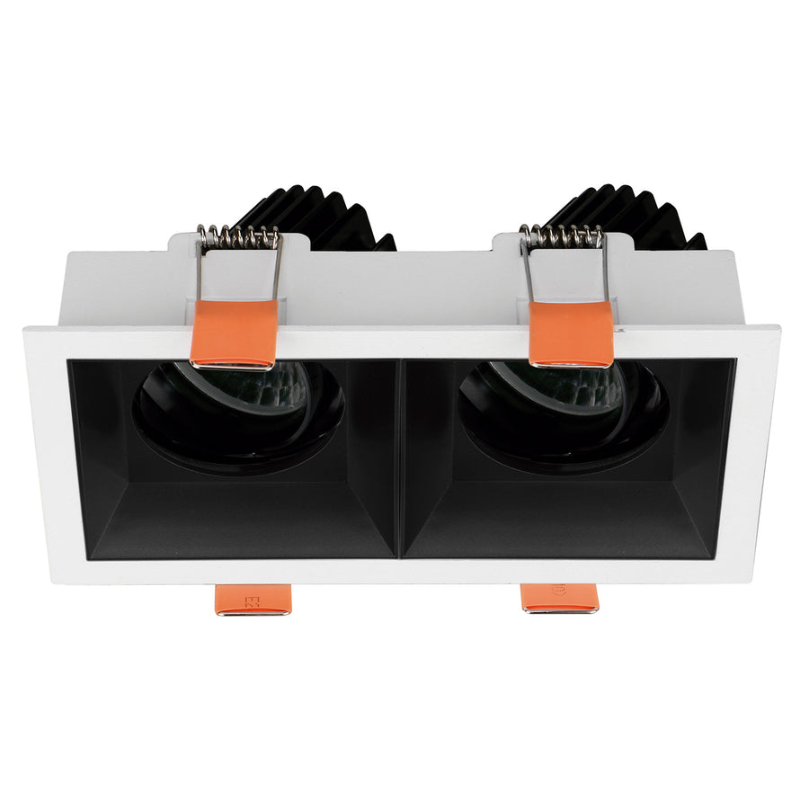 Vue frontale du modèle double encastrable avec intérieur noir et ressorts orange