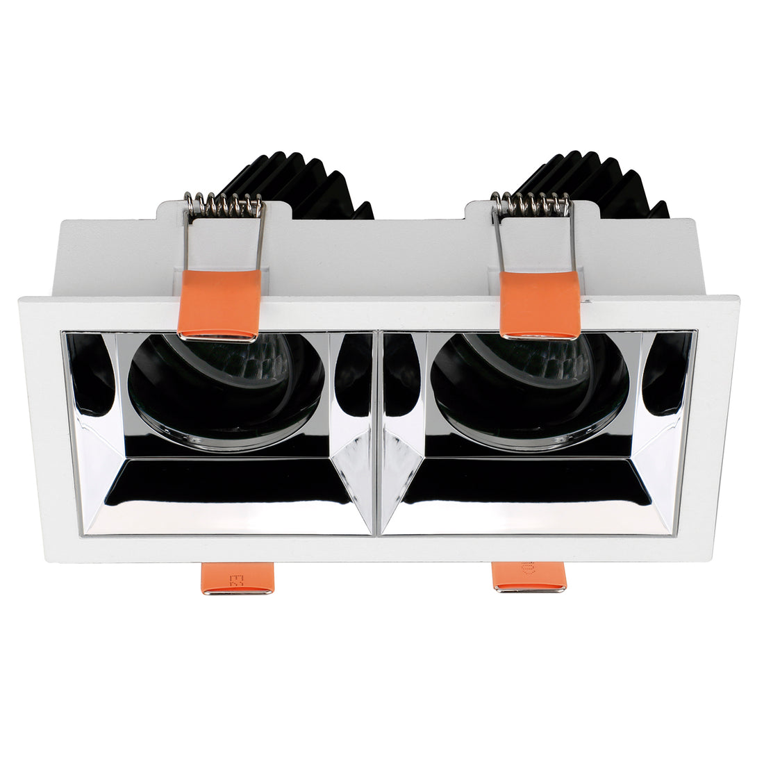 Spot encastrable orientable VIP2 double carré, optique ronde, LED intégrée, variable 1-10 V, extérieur blanc
