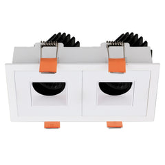 Spot encastrable orientable VIP3 double carré, LED intégrée, extérieur blanc