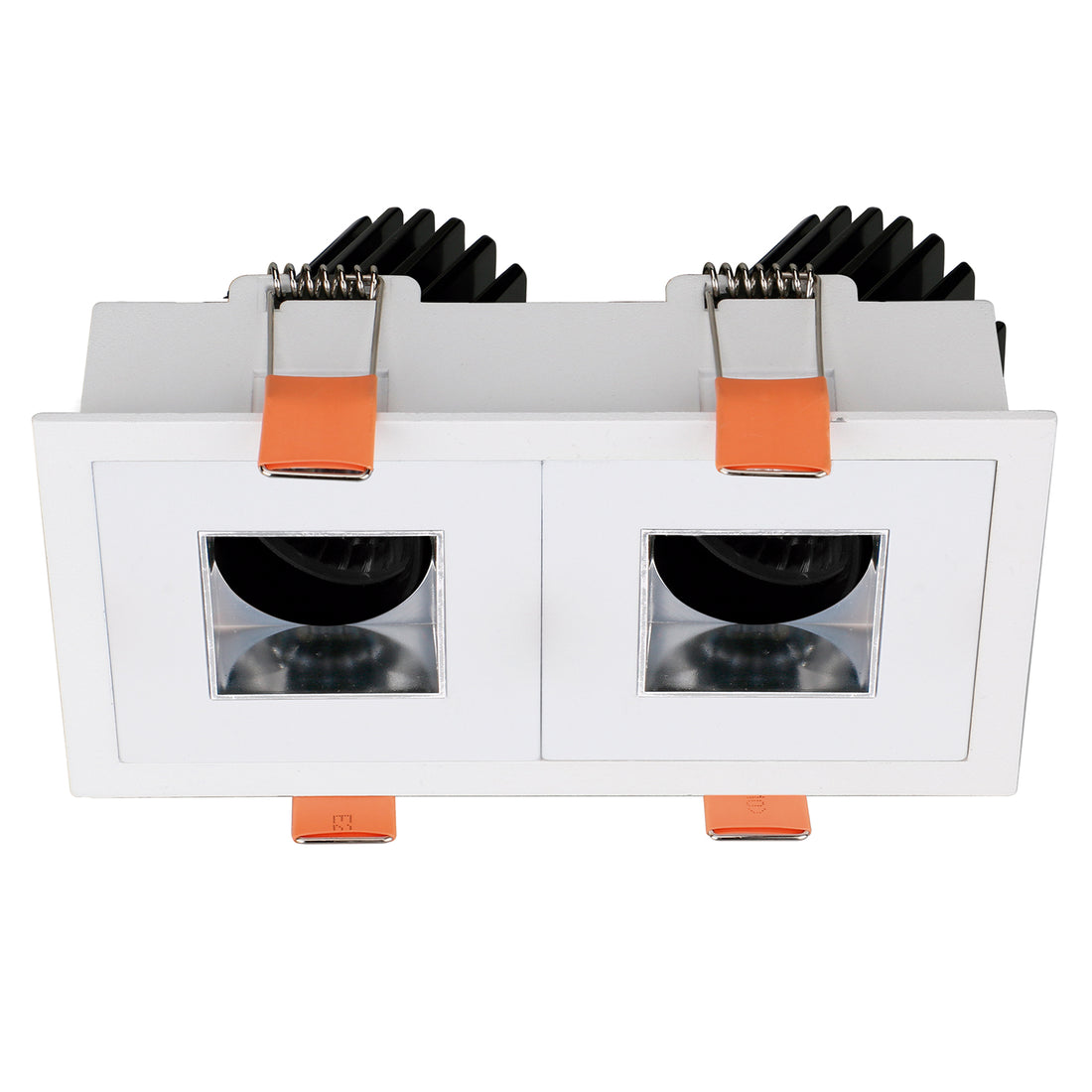 Spot encastrable orientable VIP3 double carré, LED intégrée, variable, extérieur blanc