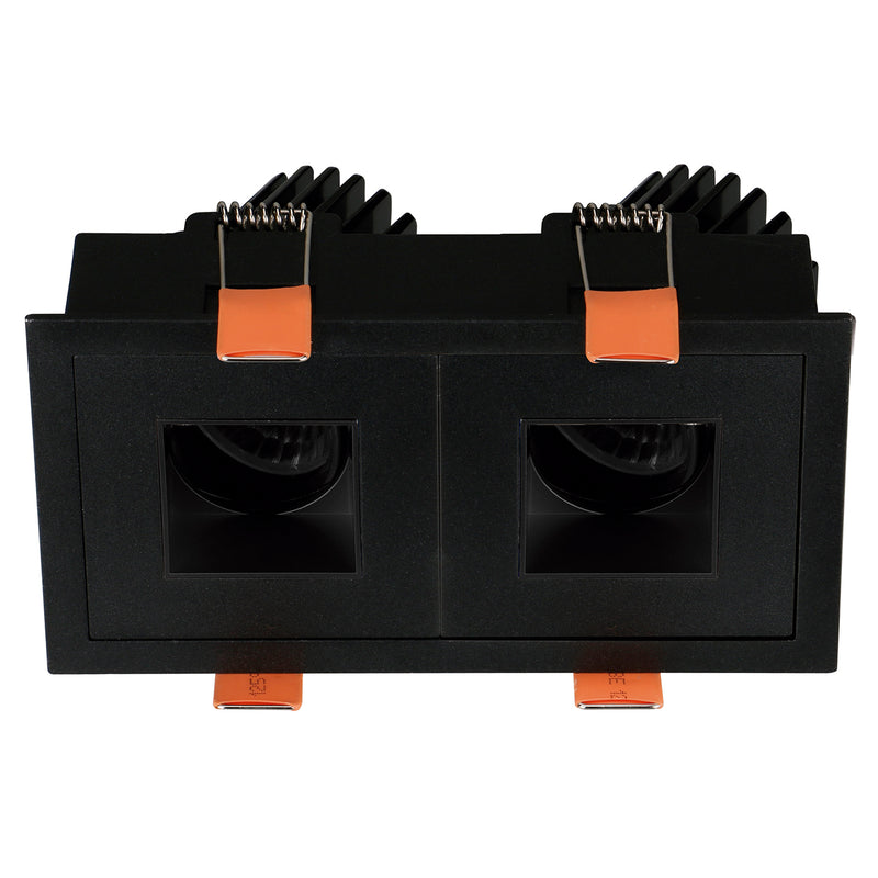 Spot encastrable orientable VIP3 double carré, LED intégrée, variable, extérieur noir