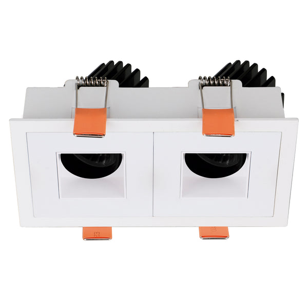 Spot encastrable orientable VIP3 double carré, LED intégrée, variable 1-10 V, extérieur blanc