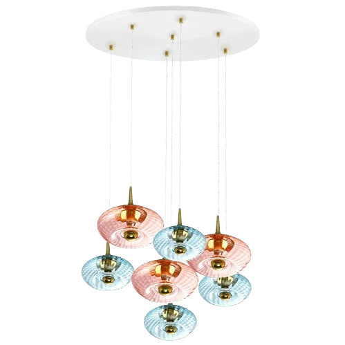 Rosace Grace 07 – Rosace 7 lumières en verre soufflé, style contemporain et structuré